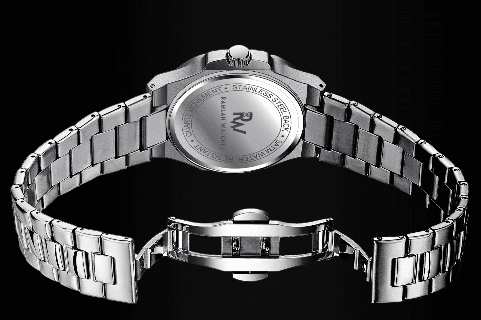 Ramlah Watch steel strap with an innovative ClickLock system.